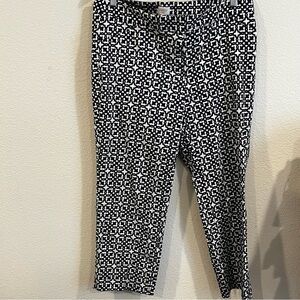 Laundry by Shelli Segal white with navy blue patter crop slacks size 10